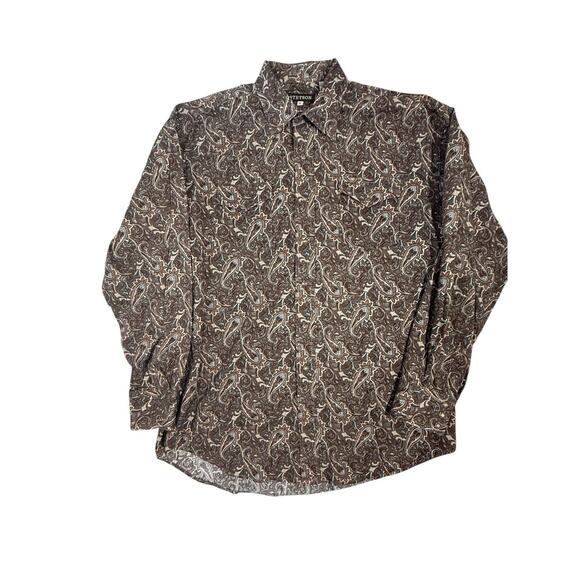 Stetson Mens XL Long Sleeve Western Shirt Button Up Paisley Pearl Snap Cowboy - Picture 1 of 5